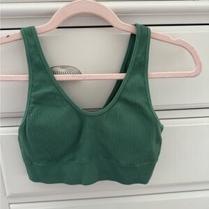 Aerie Green Ribbed Sports Bra